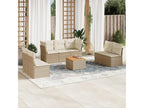 8-piece garden furniture set with cushions, beige wicker resin, 99560MLWY