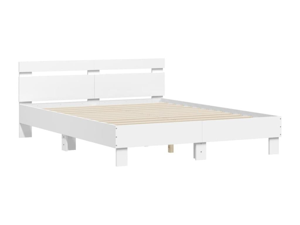 Bed frame with white headboard, 140x190 cm, engineered wood, 50600WJDA