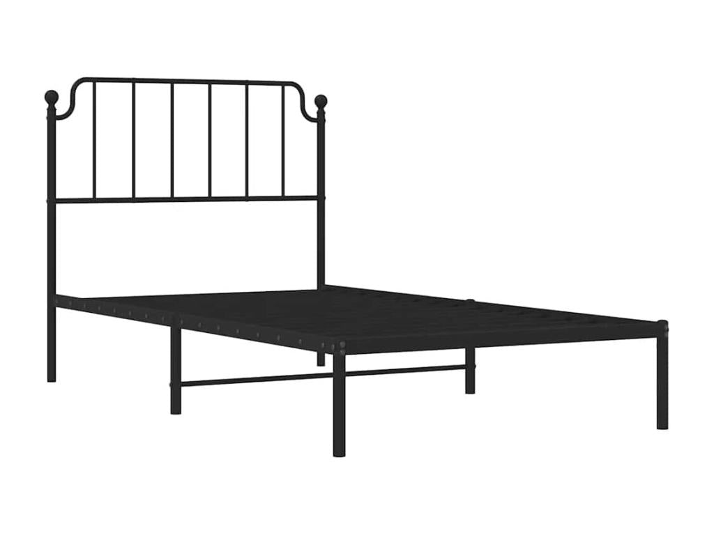 Metal bed frame without mattress, with black headboard, 100x190cm, 18991BIYT