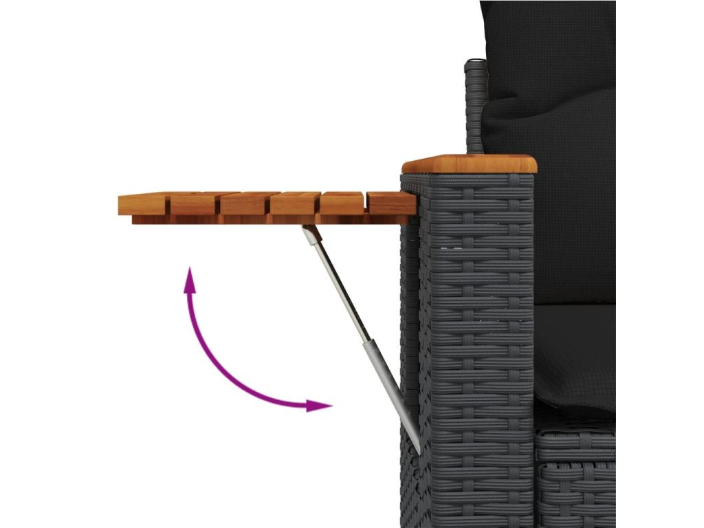 8-piece garden furniture set with cushions, black resin wicker, 39925TGEX