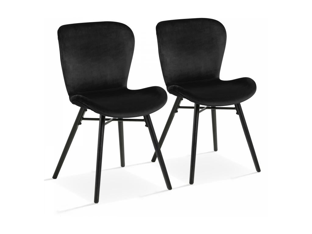 Set of 2 black velvet chairs 57692MRQM