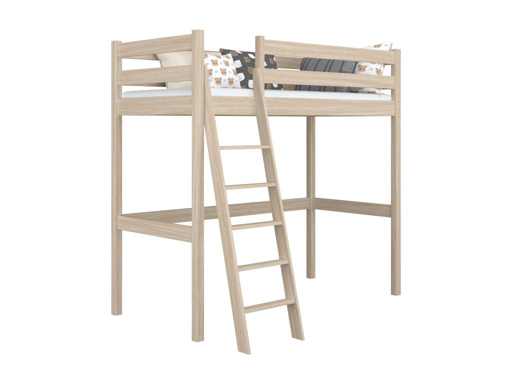 Oak loft bed N03 Whitewashed Oak 80x190 29232BFMB