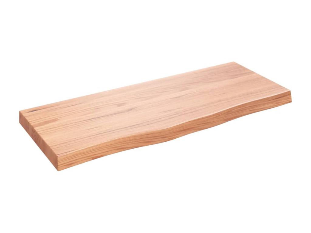 Light brown wall shelf, treated solid oak wood, 99557ZFRE