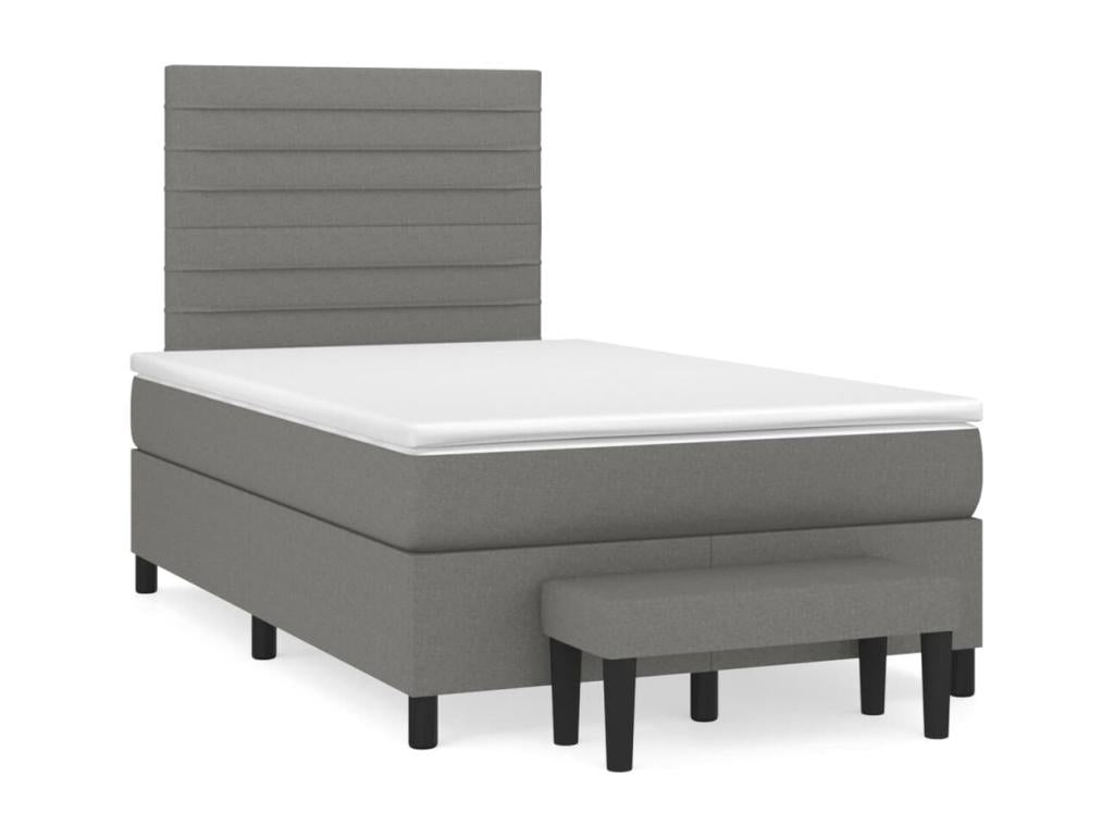 Upholstered bed base with mattress, dark grey, 120x200cm, fabric, 44299WUBB