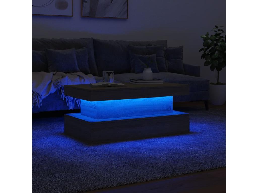 Coffee table with Bohometop LED lighting, oak finish, 90x50x40 cm, 75745UDZF
