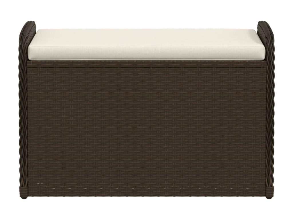 Storage bench and brown cushion 80x51x52 woven resin 34217QFJX