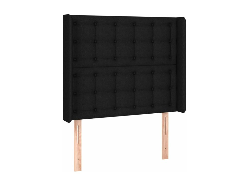 Headboard with wings, Black, 93x16x118/128 cm, Fabric, 24225YWHZ