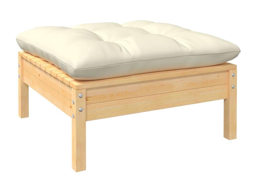 5-piece garden furniture set with cream cushions, solid pine wood 93190TUSW