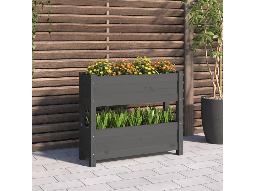 Grey Planter 77x25x66 Solid Pine Wood 42635RMBX