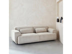 3-seater sofa - cream white corduroy fabric - 2 removable cushions - Bohometop W 230 x D 98 x H 73cm 08334MILN
