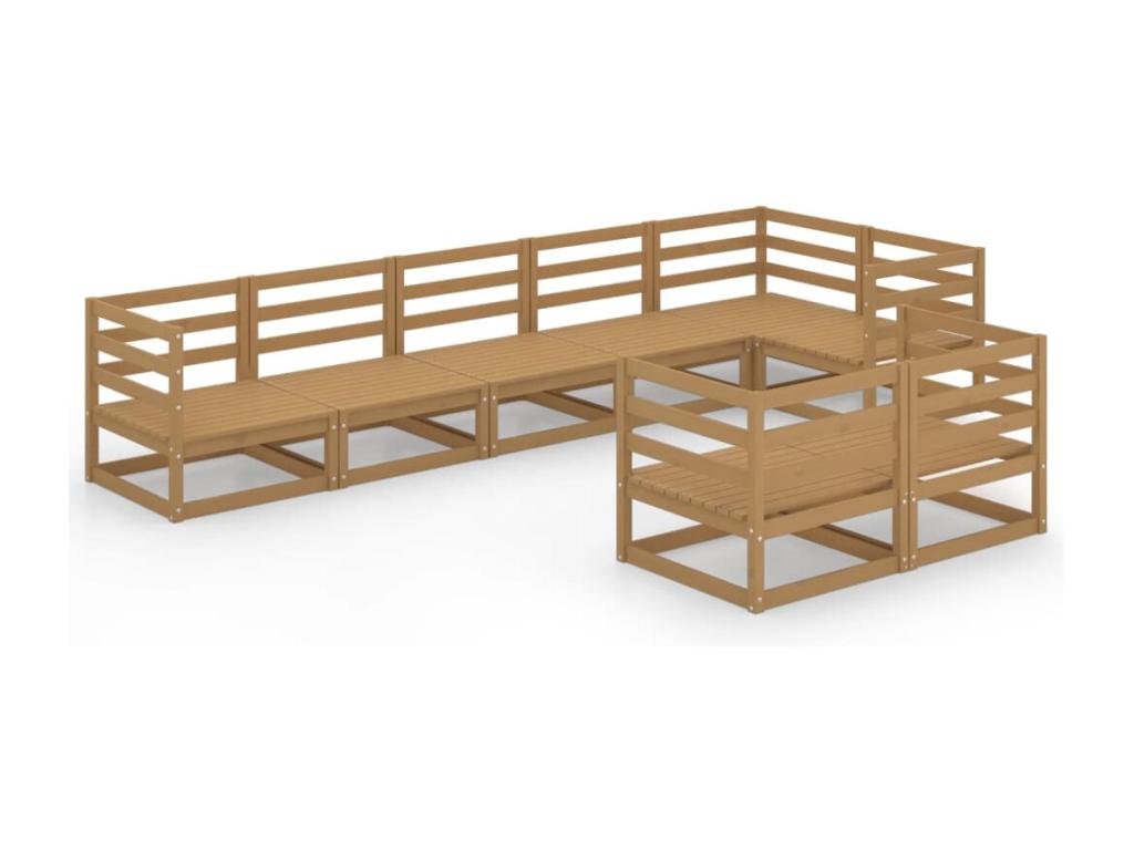 8-piece garden furniture set, honey brown, solid pine wood, 95267CZZN