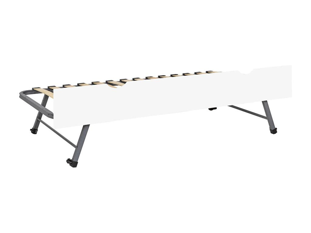 Bohometop 93741LMCX 90x190 cm White Fiberboard Trundle Bed Set with Front Panel