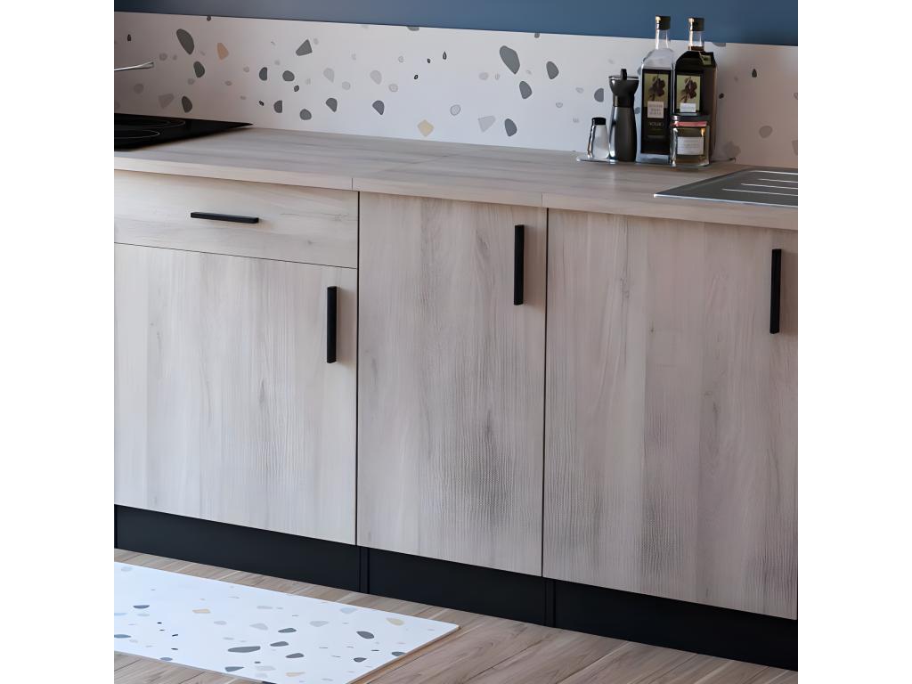 40cm Kitchen Base Cabinet with 1 Hinged Door, Black/Oak - Bohometop - W 40 x D 60 x H 85 cm 20755EEPA