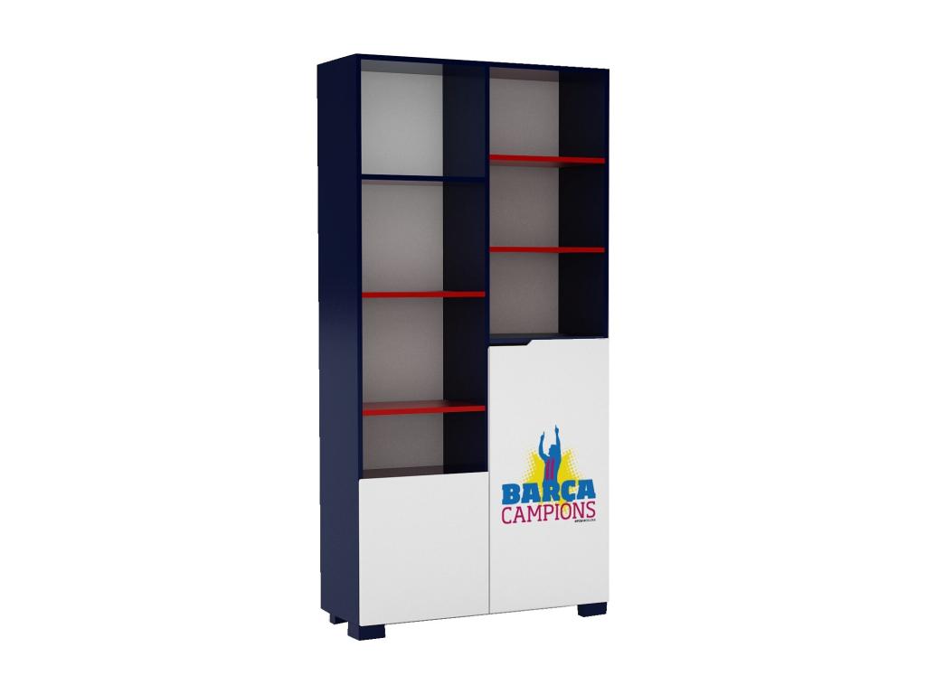 FC Homelumiere 100cm White and Blue Bookshelf