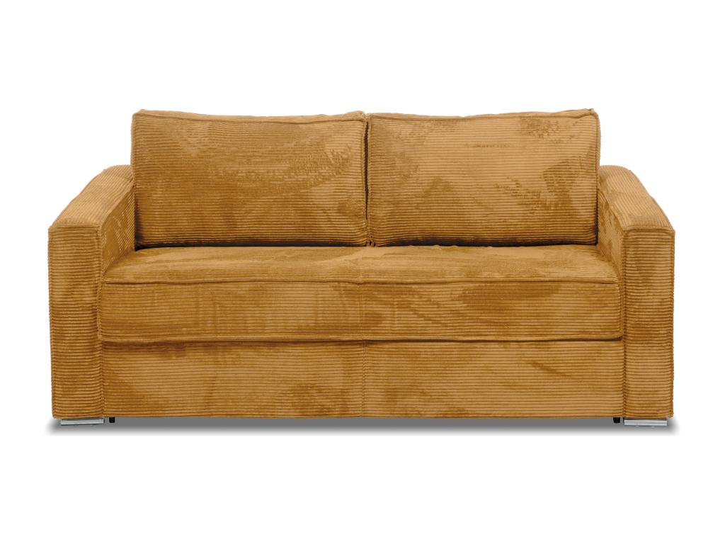Bohometop 4-seater express convertible sofa in mustard yellow corduroy - Wide 160cm sleeping area - 14cm Bohometop mattress 58254IPUM