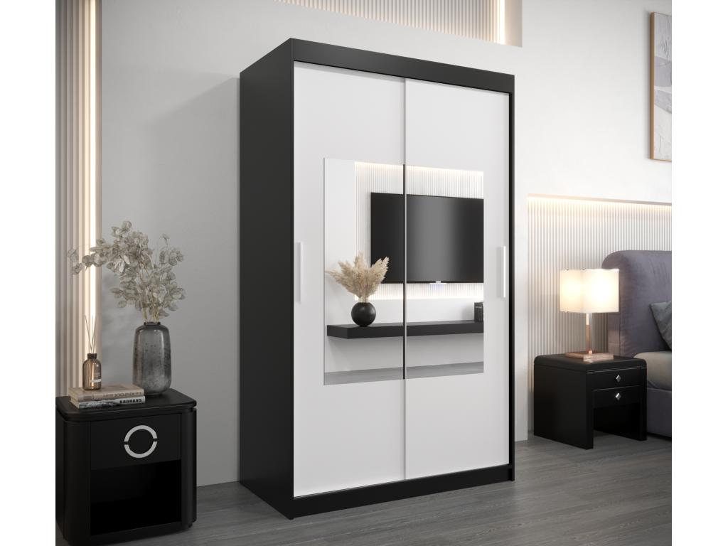 Bohometop Sliding Door Wardrobe 200/120/62 2 Doors Black/White 64539PAEG