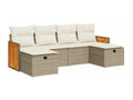 6-piece garden furniture set with cushions, beige woven resin, 52292ZVKH