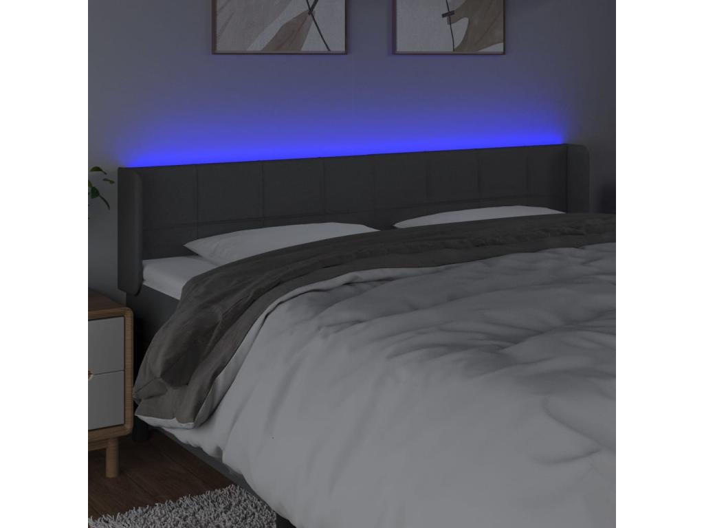 Dark Grey LED Headboard 163x16x78-88 Fabric 28207ENHQ