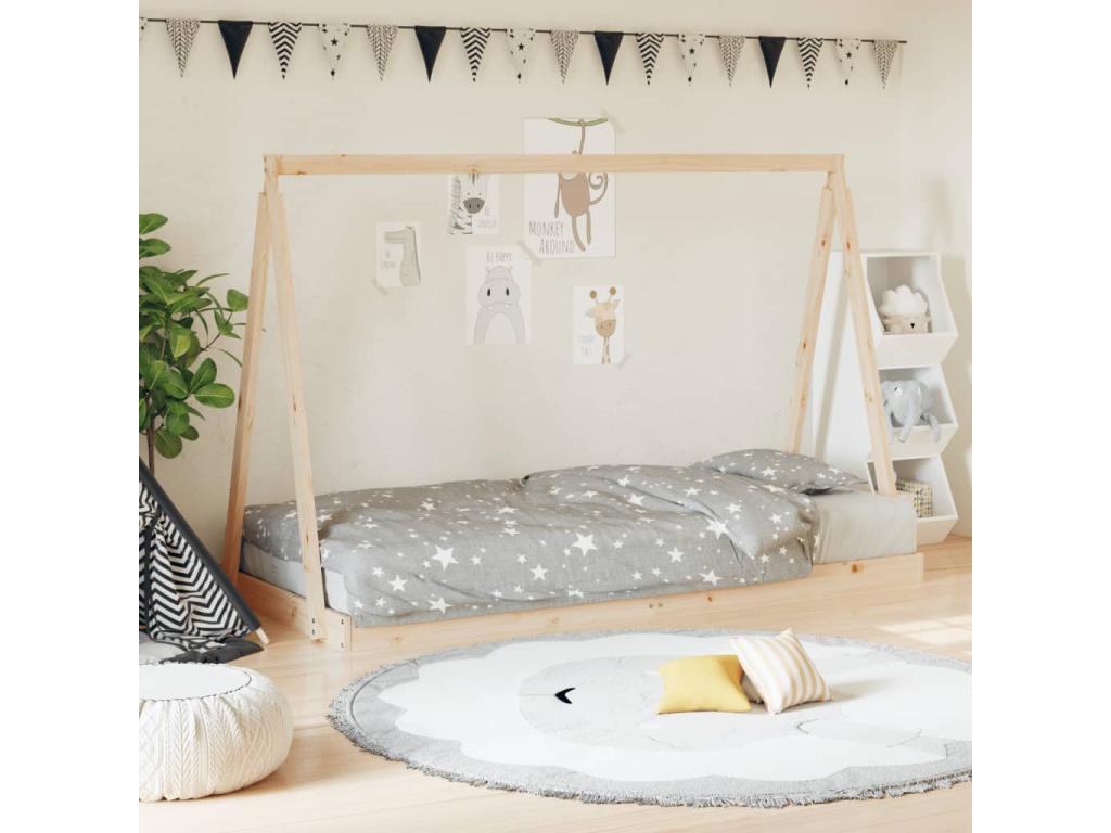 Children's bed frame 90x200 solid pine wood 61231BKCL
