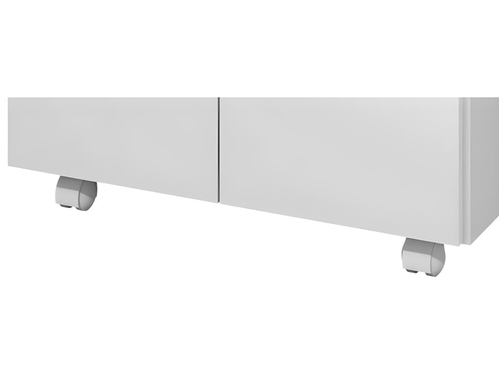 White Mobile Microwave Cabinet with 2 Doors and 1 Drawer, W 61 H 117.5 D 48.8 cm, 76230MIDJ