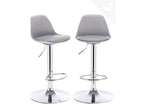 Set of 2 kitchen bar stools with faux leather cushions, swivel base, adjustable height, Bohometop grey base 44040JWBW