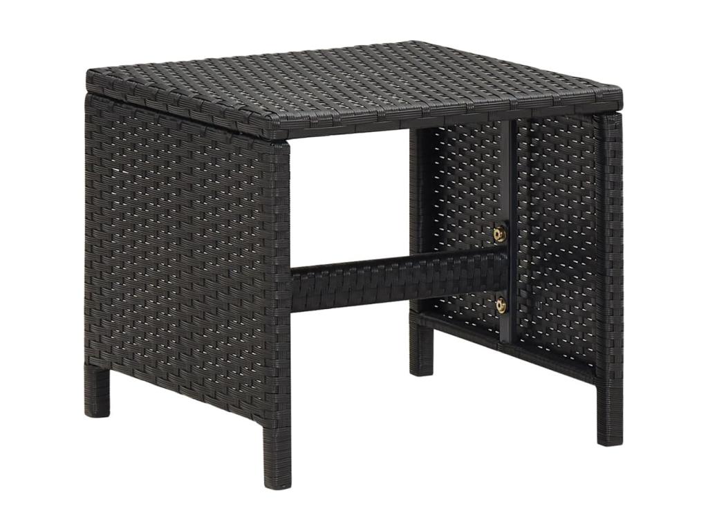 Garden stools with cushions, set of 4, black woven resin, 62739VHOJ