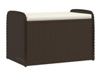 Storage bench and brown cushion 80x51x52 woven resin 34217QFJX