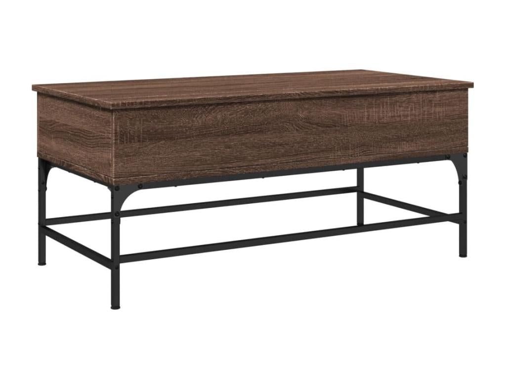 Brown oak coffee table 100x50x45cm engineered wood and metal 60441GXHC