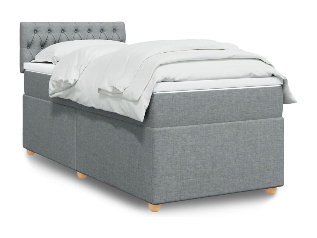 Bohometop bed base with mattress, light grey, 90x200 cm, fabric, 22617NPEQ