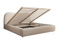 Storage bed with headboard - 160x200 cm - in beige bouclé fabric - Bohometop 62800NTMP