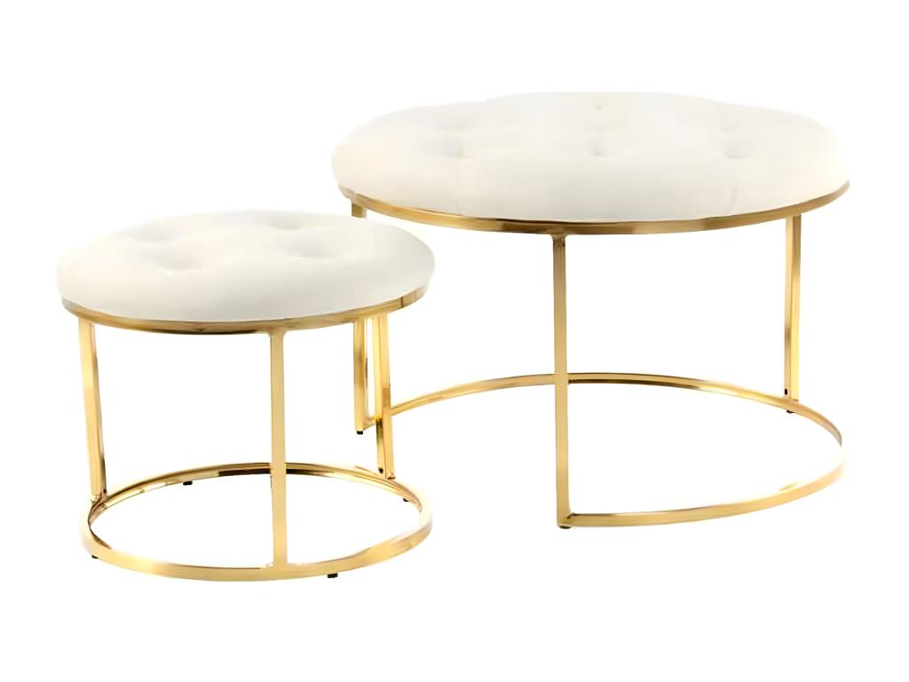 Set of 2 Bohometop Designer Stools 60cm Ivory / Gold 67940LVDM