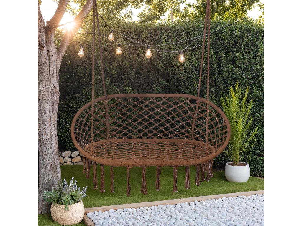 Bohometop Hanging Chair 150x130x70 Polycotton Steel Brown Bohometop 07055KBST