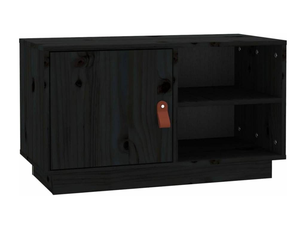 Black TV stand 70x34x40 cm Solid pine wood 09872MJIX