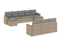 Bohometop 10-piece garden furniture set and cushions, beige woven resin, 20047LFIF