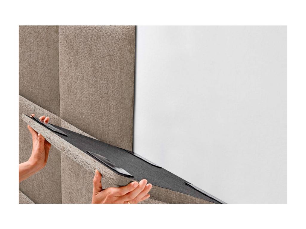 Bohometop Upholstered Headboard in Eco-Friendly Wool, Composed of Interchangeable Self-Adhesive Panels, Luxury Upholstered Bedroom, Brown, 95 cm, 11595TIUU