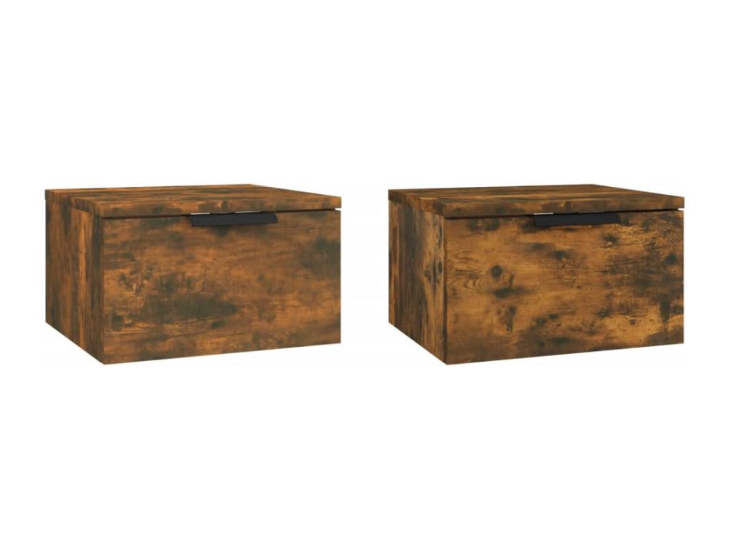 2-piece wall-mounted bedside tables, smoked oak, 34x30x20 cm, 72008ABDH