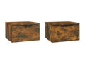 2-piece wall-mounted bedside tables, smoked oak, 34x30x20 cm, 72008ABDH