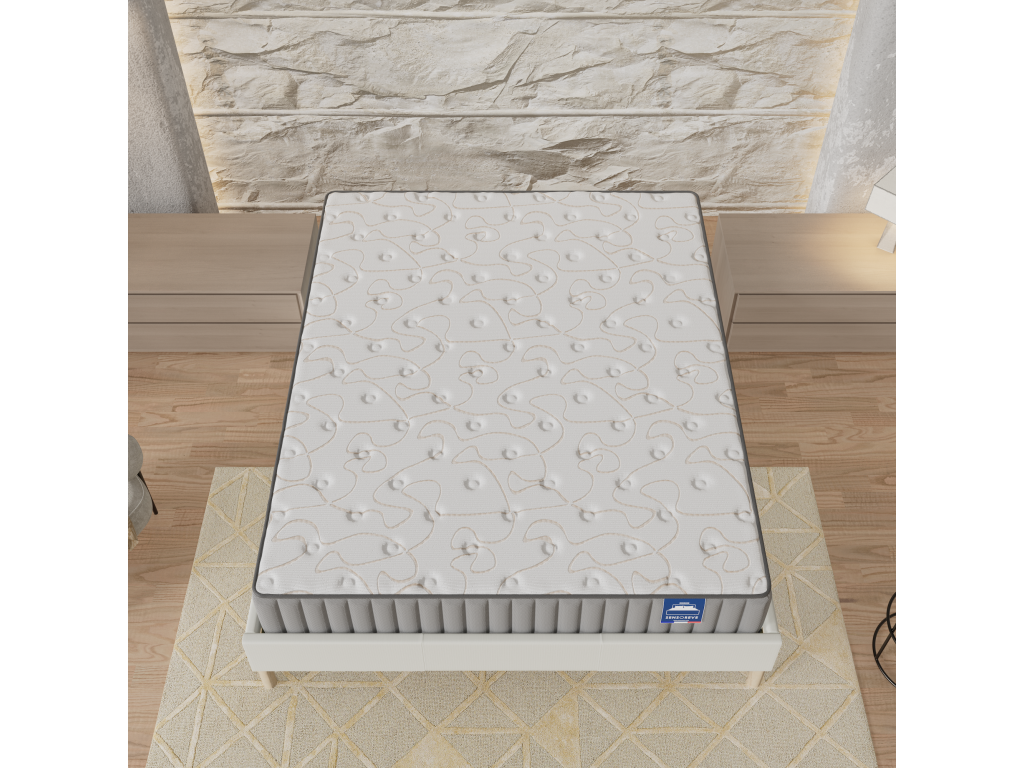 Bohometop 90x190 cm Foam Mattress and Bed Base Set (22cm Thick) and White Fabric Bed Base (90275NNDN)