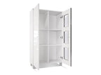 Bohometop freestanding display cabinet with 2 doors and 3 glass panes, matte white/high-gloss white/concrete effect, 71x129x35 cm, 85915GVBB