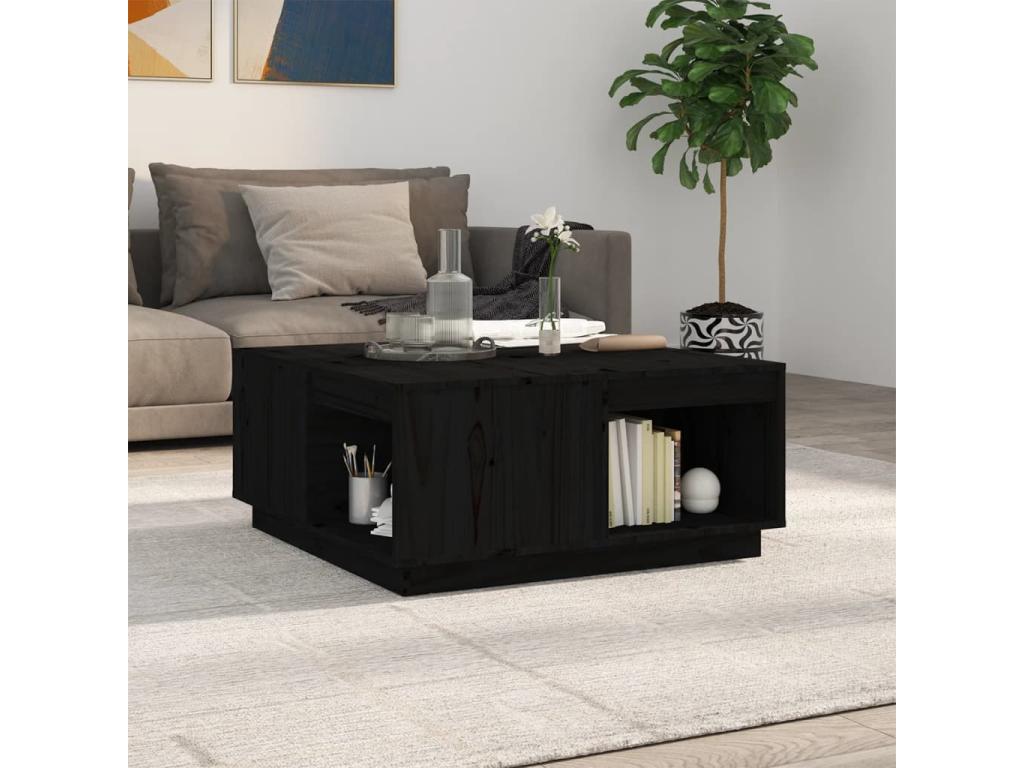 Coffee table, black, 80x81x36.5 cm, solid pine wood, 64284BREW