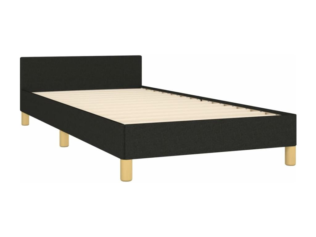 Bed frame with headboard, black, 100x200 cm, fabric, 09671SCQC
