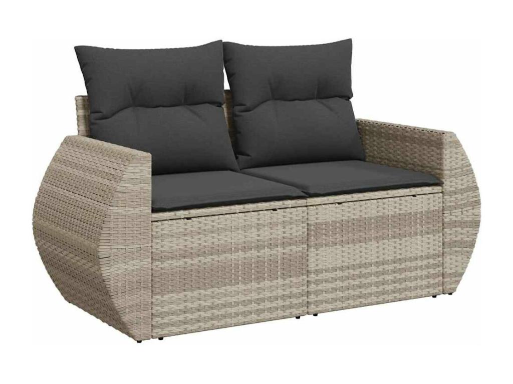 9-piece garden furniture set with light grey resin wicker cushions 03155GOAS