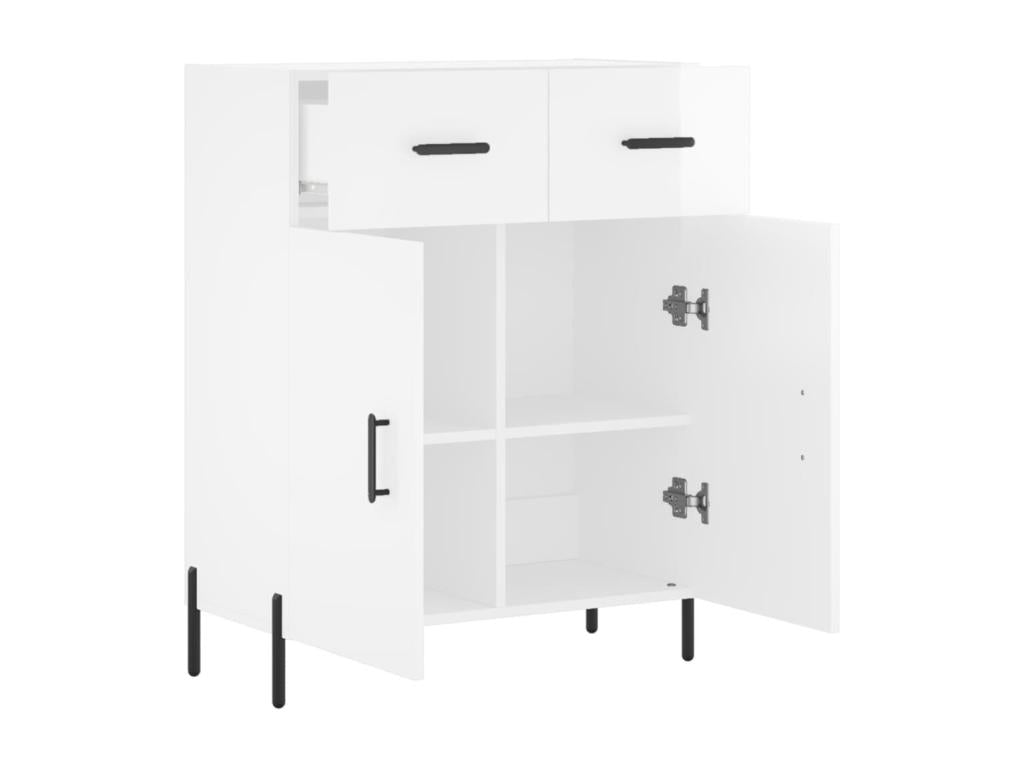 High-gloss white sideboard, 69.5x34x90 cm, engineered wood, 65772RISN