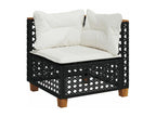 8-piece garden furniture set with cushions, black resin wicker, 63098YCZX