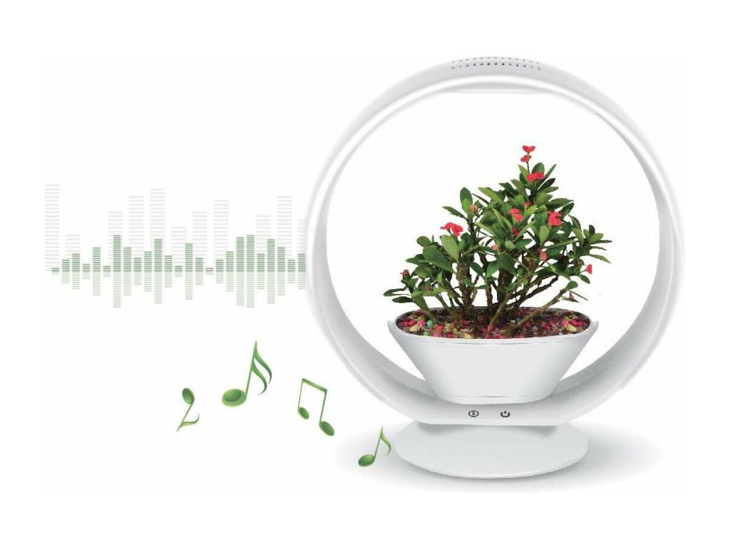 Playful LED lamp with integrated planter, Bohometope, and Bluetooth speaker, 25 LEDs, 66523LTAG