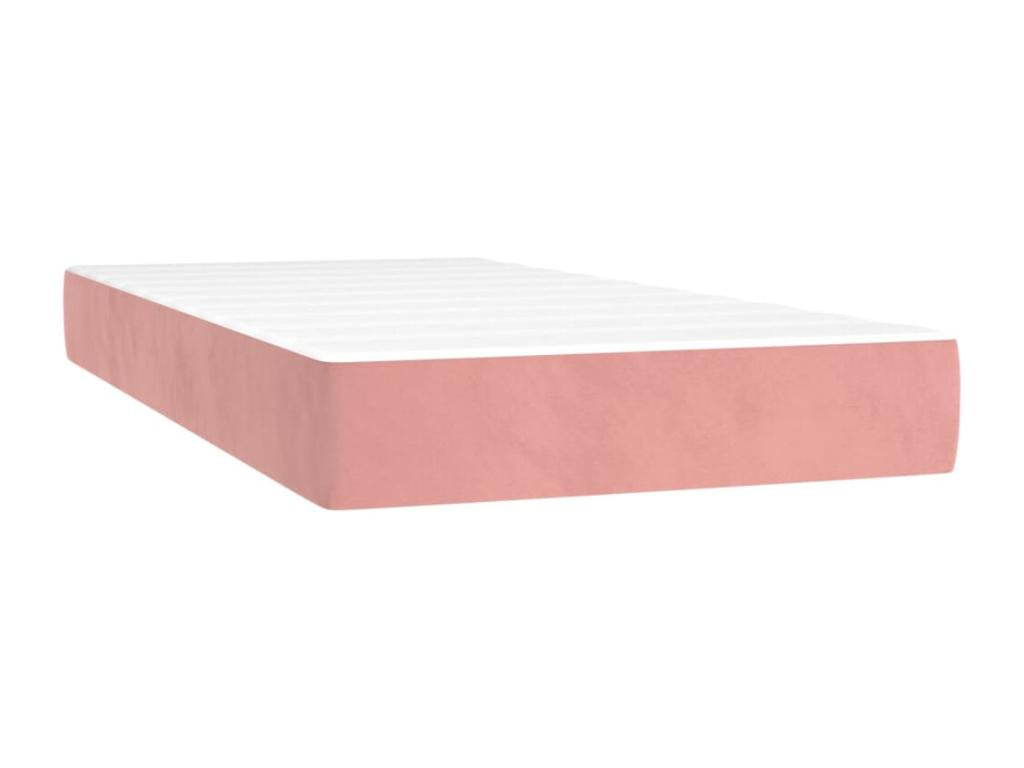 Upholstered bed base with mattress, Pink, 90x190 cm, Velvet, 25961GTGR