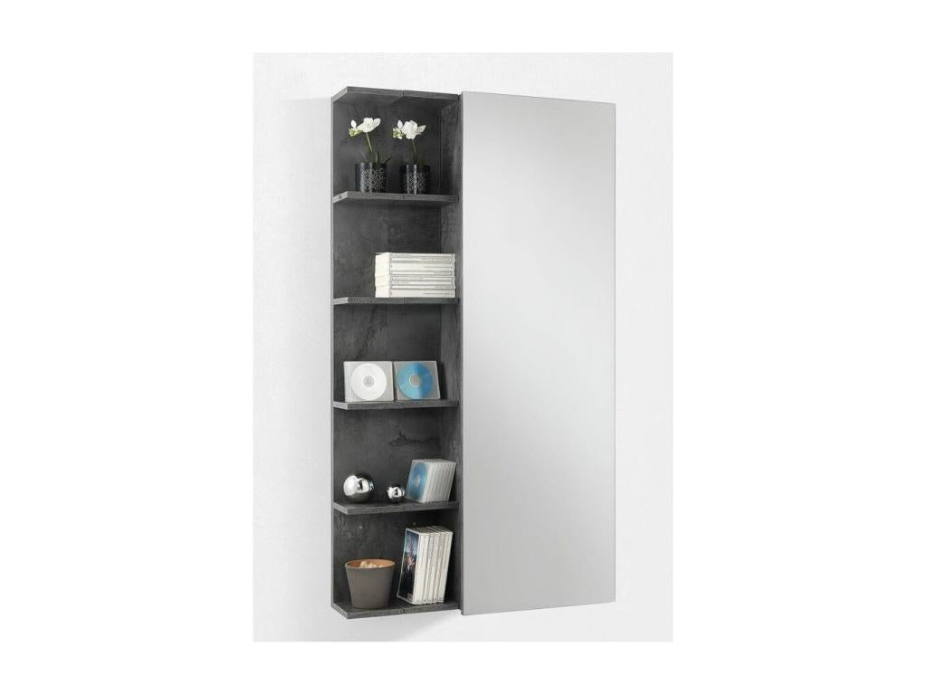 Fairy Grey Melamine Wall-Mounted Shoe Cabinet with 1 Door and Mirror