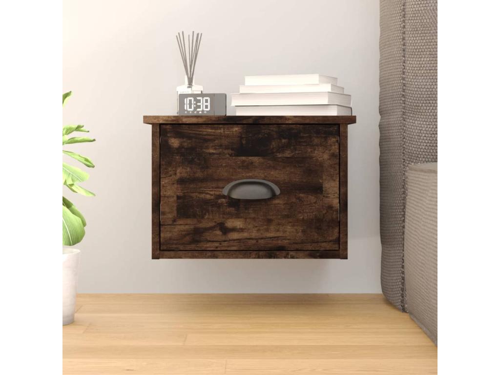 Smoked oak wall-mounted bedside table 41.5x36x28 43519PMST