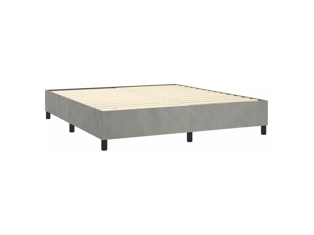 Homelumiere bed base and mattress, light grey, 180x200 cm, velvet
