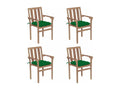 Stackable garden chairs with cushions, 4 pieces, solid teak, 19237GTWX